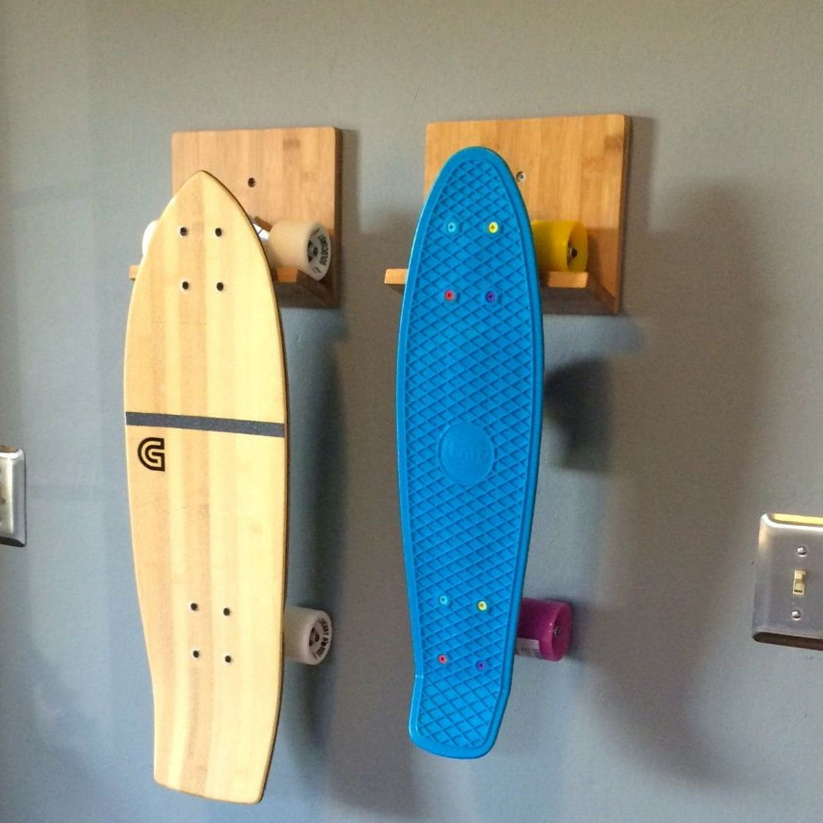 Bamboo Skateboard Wall Rack 3