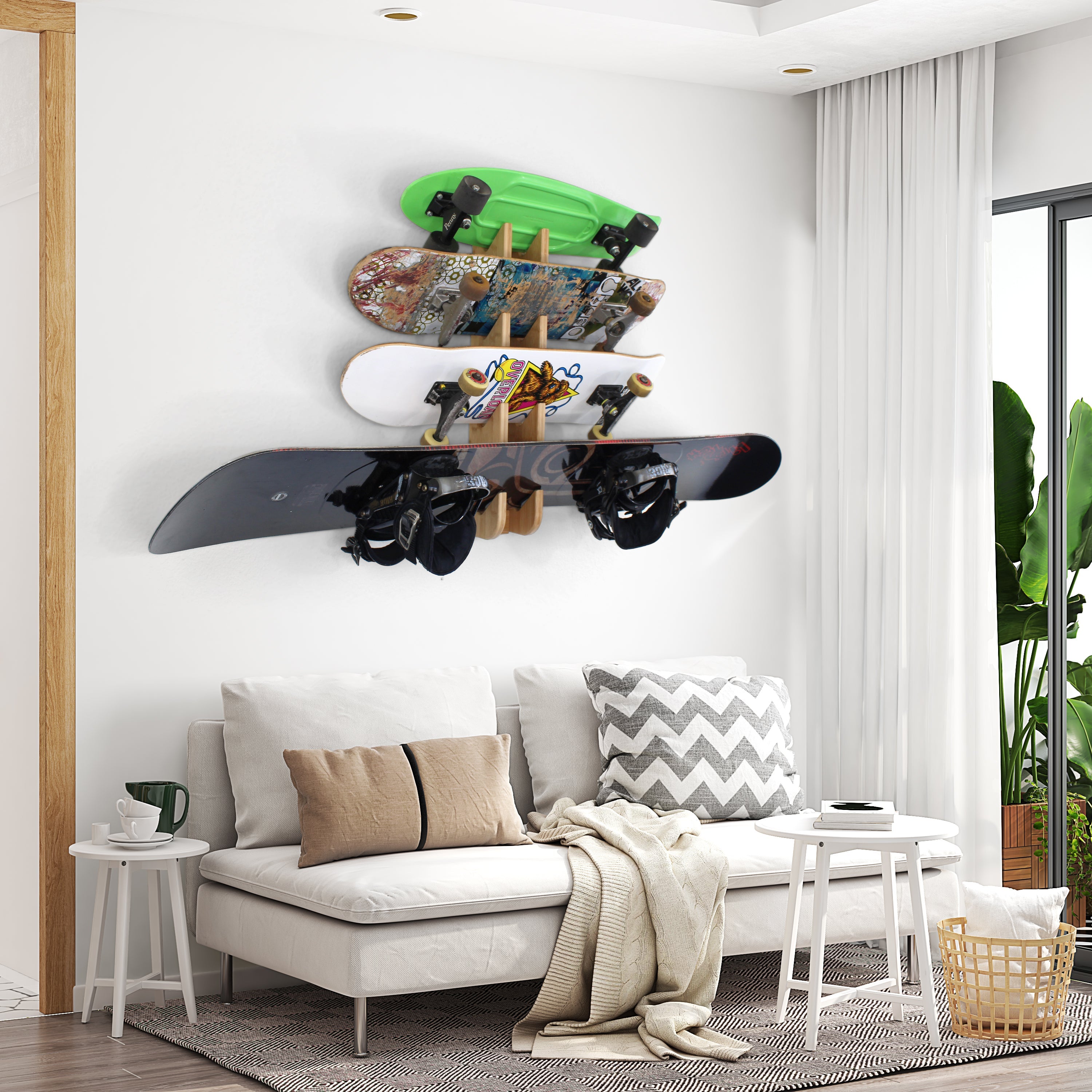 Snowbaord Skateboard Wall Mount Rack 4 Boards