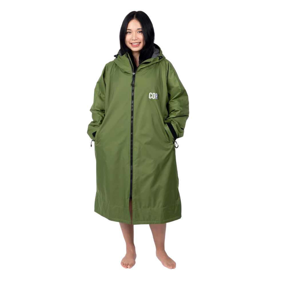 Swim Parka Jacket Women Men Green Small