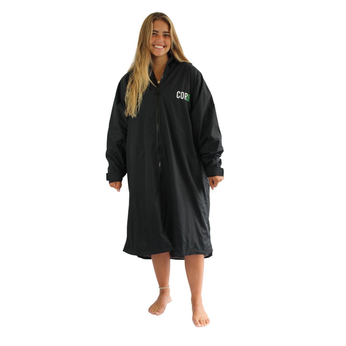 Swimming Parka Jacket Towel Small Black