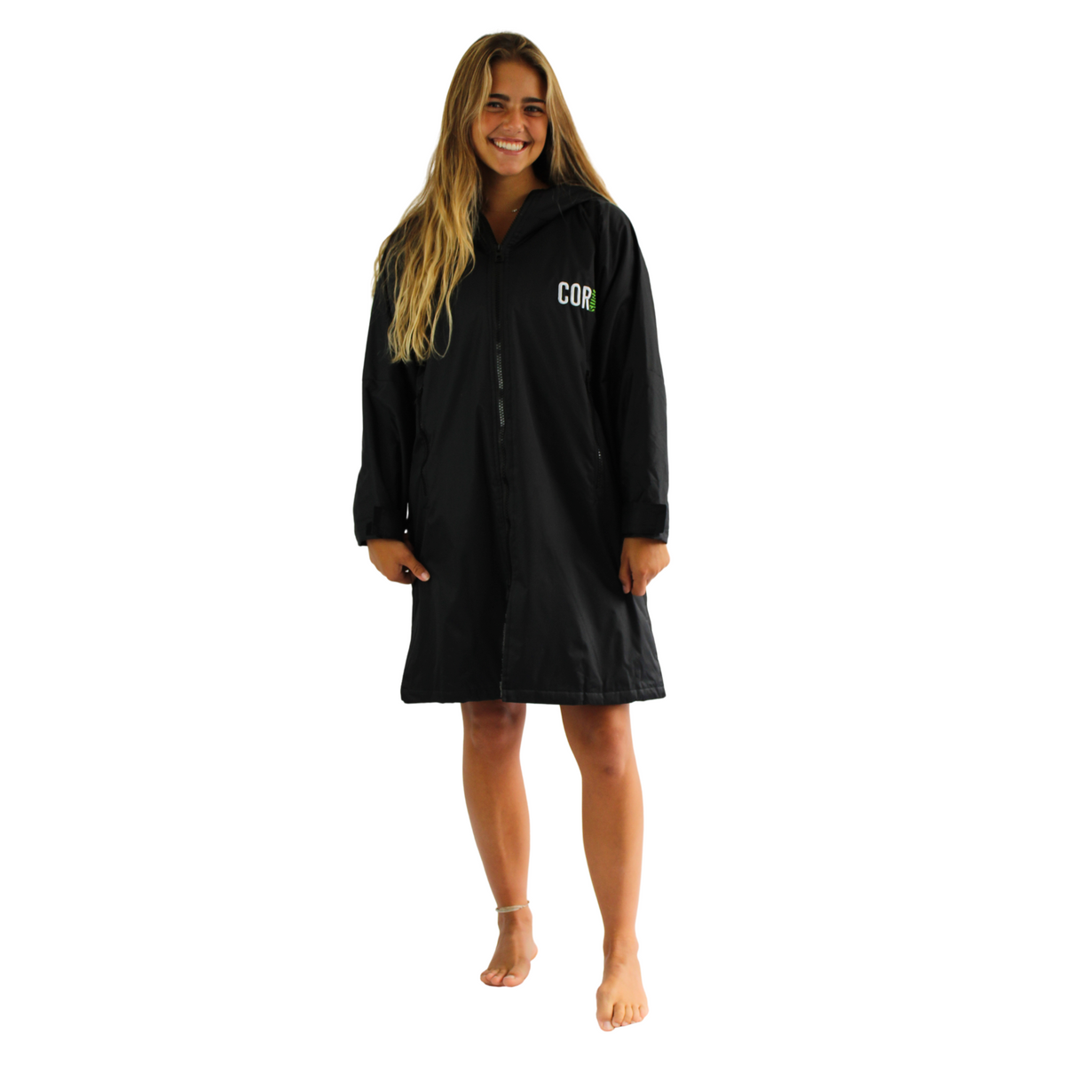 Swimming Parka Jacket Towel Xs Black