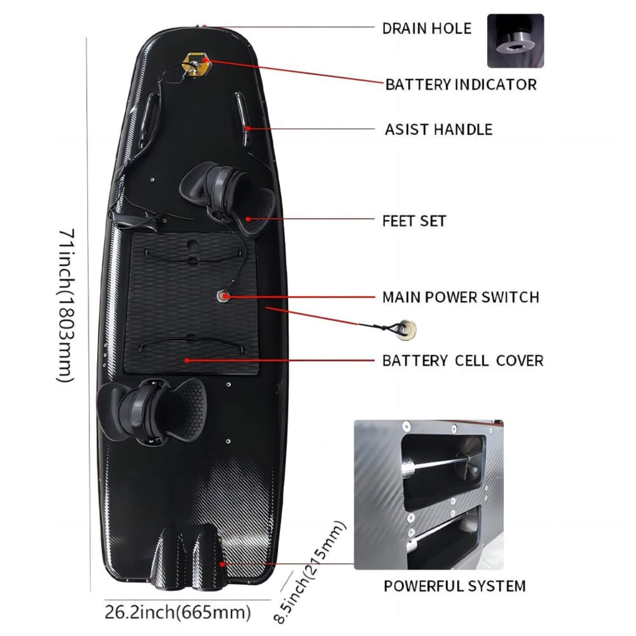 Ttr High Speed Electric Motorized Abs Water Jet Surfboard 10Kw Sak21463 Features