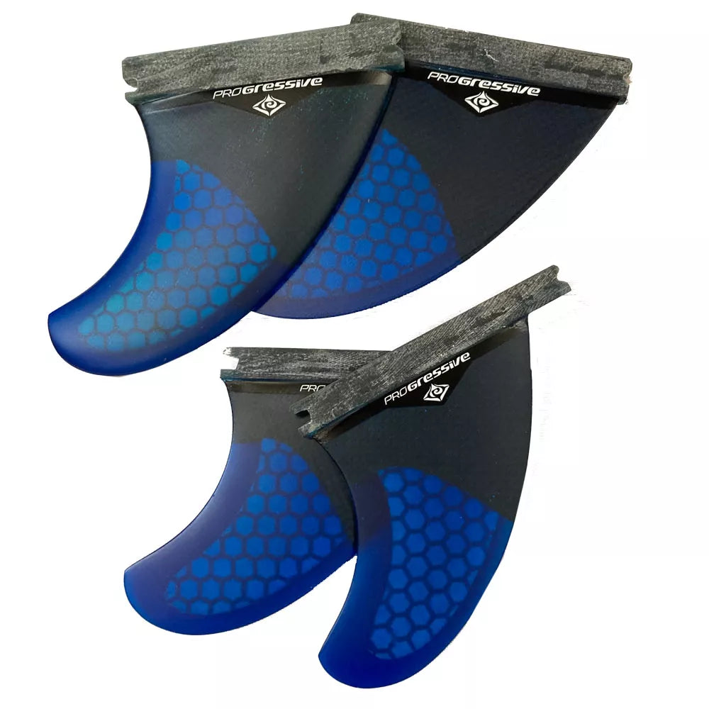 Progressive 4 25 Futures Base Honeycomb Surfboard Quad Fin Set 4 25 And 3 75 Blue