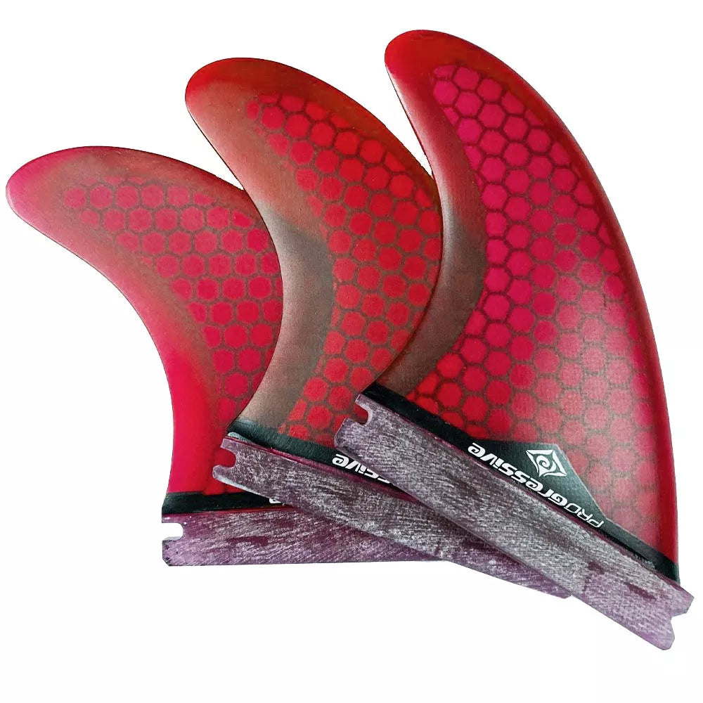Progressive 4 25 Futures Base Honeycomb Surfboard Quad Fin Set 4 25 And 3 75 Red