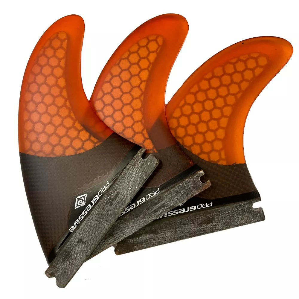 Progressive 4 5 Futures Base Honeycomb Surfboard Tri Fin Set 4 5 Orange