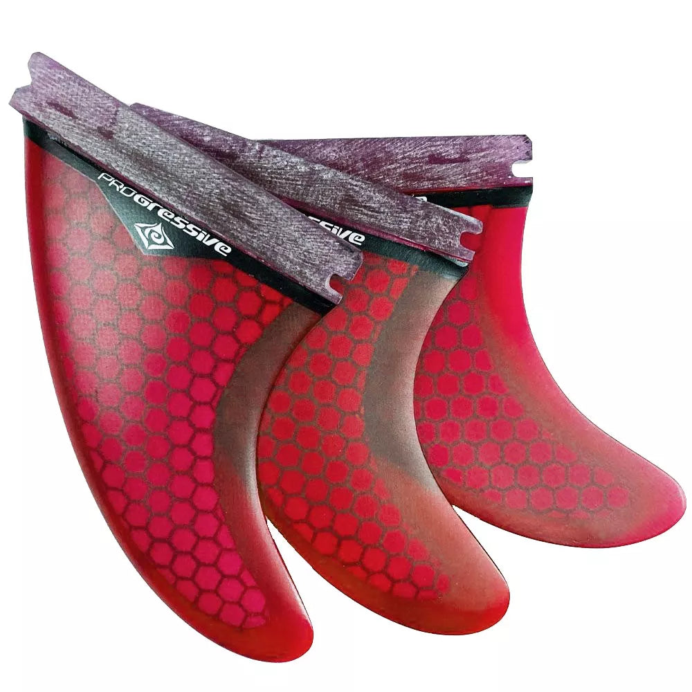 Progressive 4 5 Futures Base Honeycomb Surfboard Tri Fin Set 4 5 Red